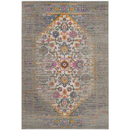 Safavieh 6 x 9 ft. Medium Rectangle Madison Power Loomed Rug, Light Grey and Fuchsia MAD122G-6